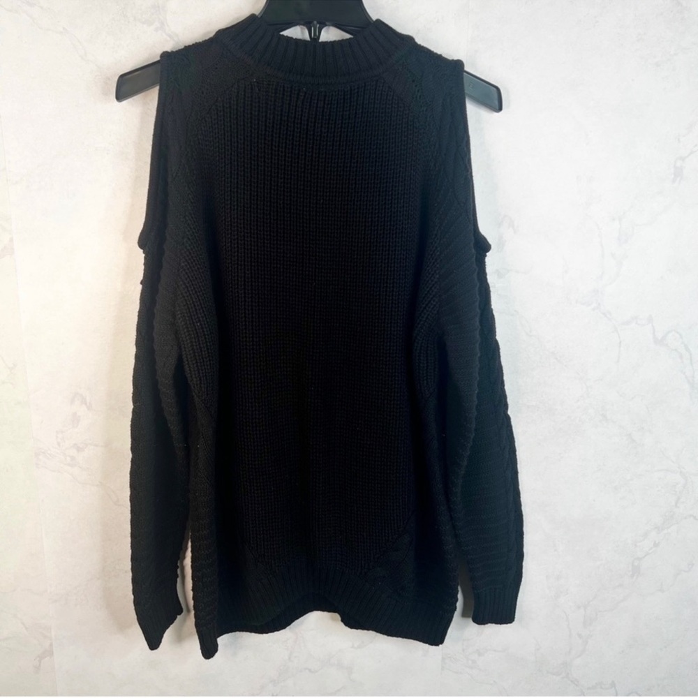 H&M Black Cowl Neck Cut Out Shoulder Sweater